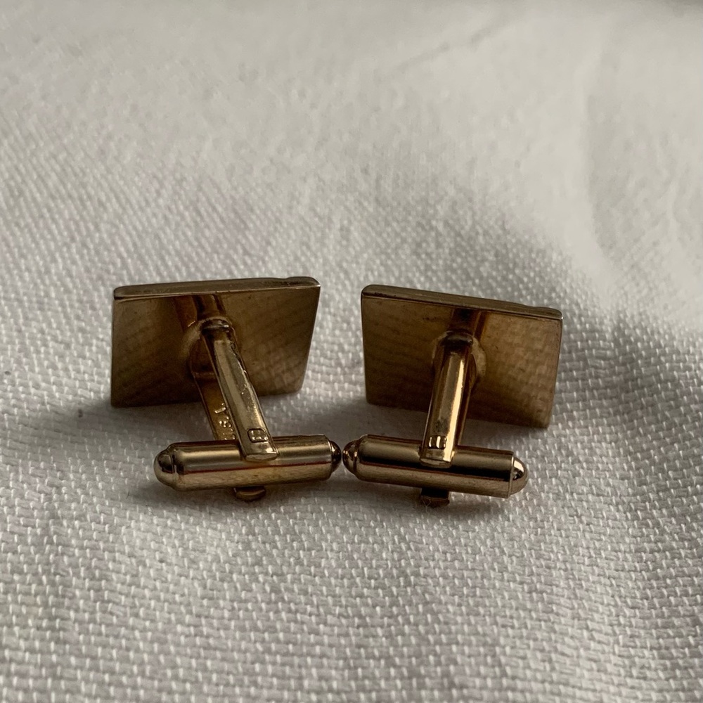 Vintage Two Toned Rectangular Cufflinks Made In T… - image 6